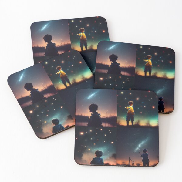 Item preview, a boy with a telescope gazing into the night collection designed and sold by ElMafioso1000.