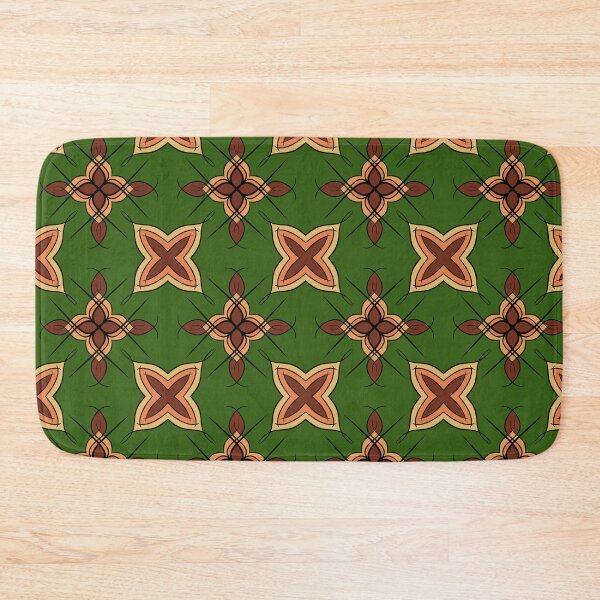 Item preview, Unique hand drawn geometric repeating pattern with green background - WelshDesigns designed and sold by welshdesigns.