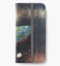 Flache Erde im Weltraum iPhone Flip-Case/Hülle/Skin