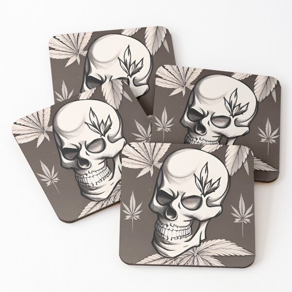 Item preview, Skull and Marijuana Print designed and sold by Jasmar0281.