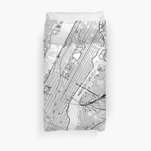 New York White Map Bettbezug