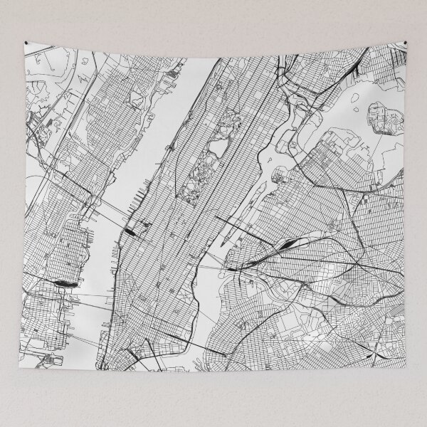 Item preview, New York White Map designed and sold by multiplicitymap.