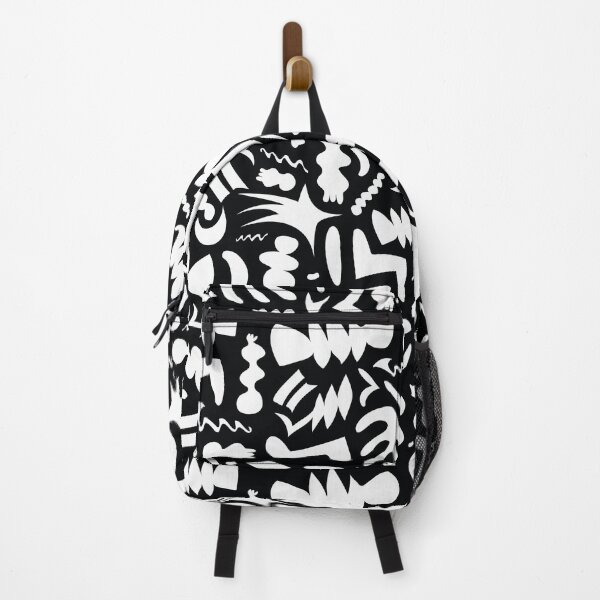 Item preview, Bichromatic simple and wavy bone shapes pattern in black and white designed and sold by ambrojit.