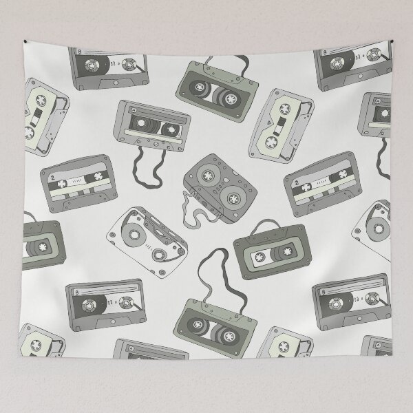 Item preview, Retro cassette tapes seamless pattern designed and sold by ketkidesign.