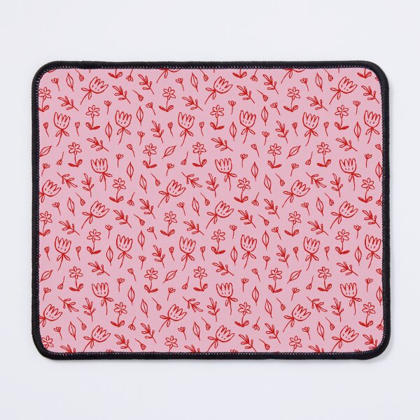 Item preview, Tiny Aesthetic Red Flowers Over a Pink Background Print designed and sold by CreativeDelco.