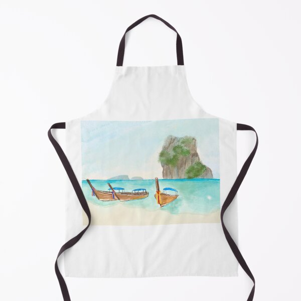 Item preview, Thai Long Tail Boats Digital Watercolor Painting Koh Phi Phi designed and sold by RegalitosParaTi.