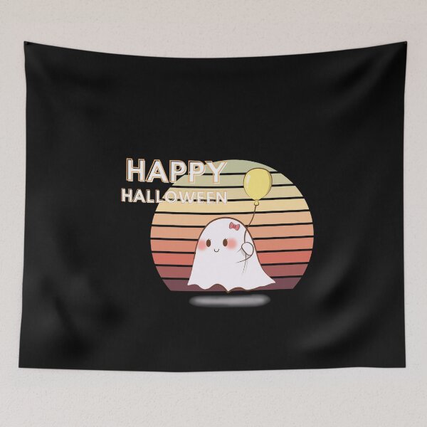 Item preview, Happy Halloween with the Cutest Ghost Holding A Balloon designed and sold by Brimwood.