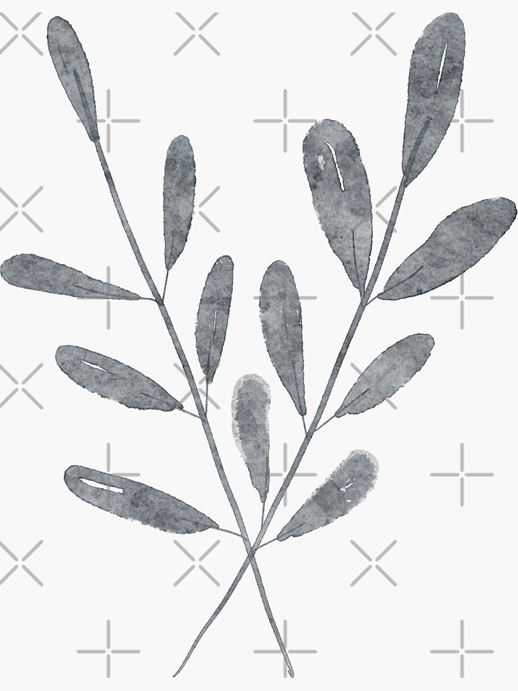 Thumbnail 3 of 3, Sticker, Dusty Gray Watercolor Twig designed and sold by Victoria Riabov.