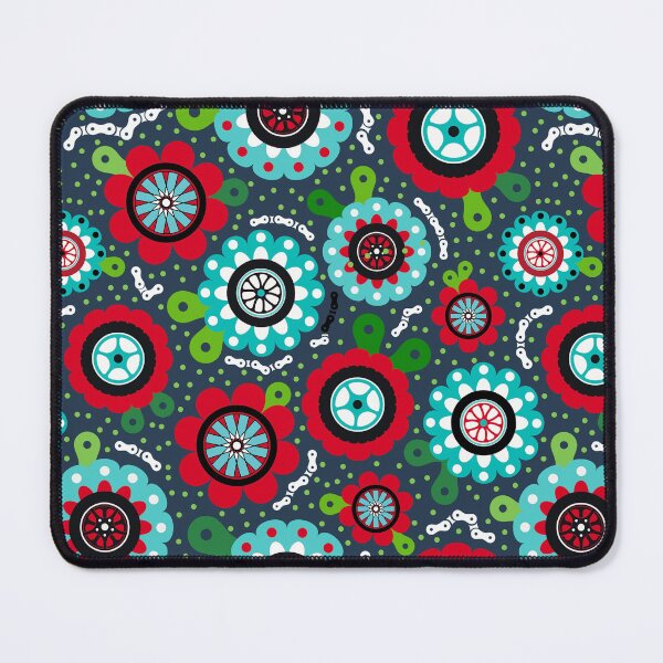 Item preview, Sweet Ride Bicycle Tires and Chains Scandi Folk Art Floral designed and sold by KrisInStitches.