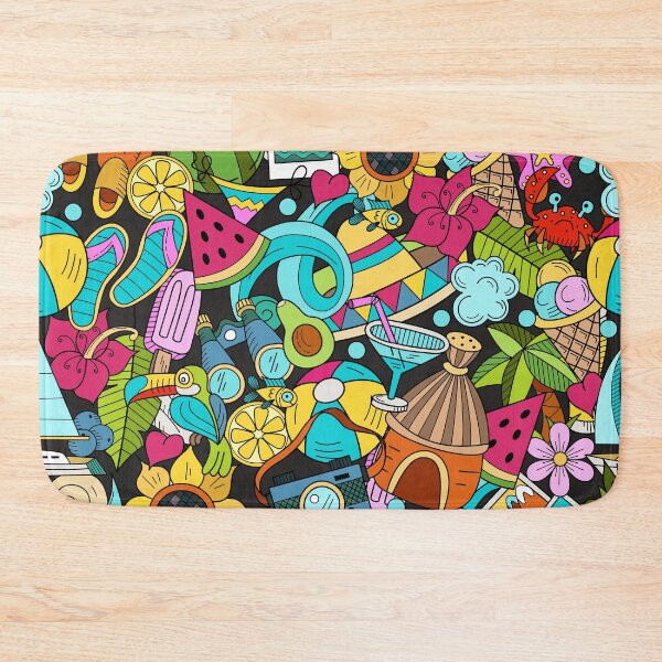 Item preview, Hand drawn cartoon seamless pattern Doodle summer vacation poster design template. designed and sold by ketkidesign.