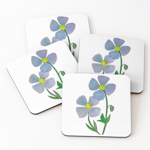 Item preview, Himalayan blue poppies in watercolor and ink designed and sold by altairaleon.