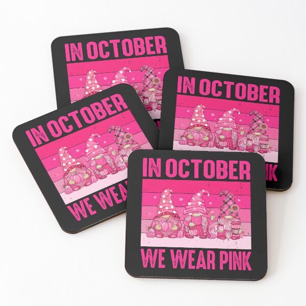 Item preview, In October We Wear Pink For Breast Cancer Warriors Fighters and Survivors - Breast Cancer Awareness Gnomes designed and sold by naworas.