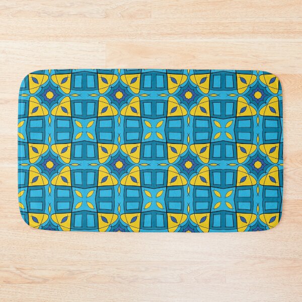 Item preview, Unique hand drawn geometric repeating pattern cyan background - WelshDesigns designed and sold by welshdesigns.