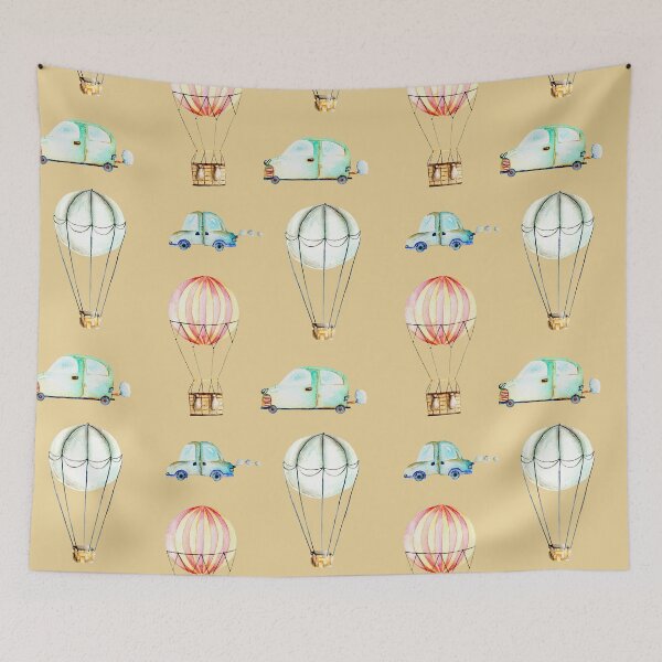 Item preview, Seamless pattern with watercolor air balloons and cars designed and sold by ketkidesign.
