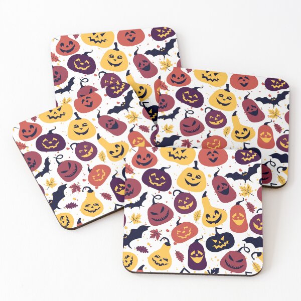 Item preview, Halloween holiday with different pumpkins, seamless surface colors background designed and sold by ketkidesign.