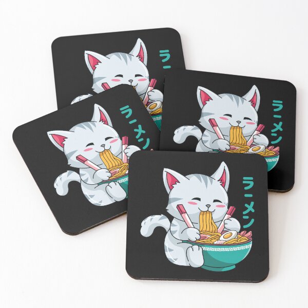 Item preview, Kawaii Cat Eating Ramen Noodles designed and sold by spacedowl.