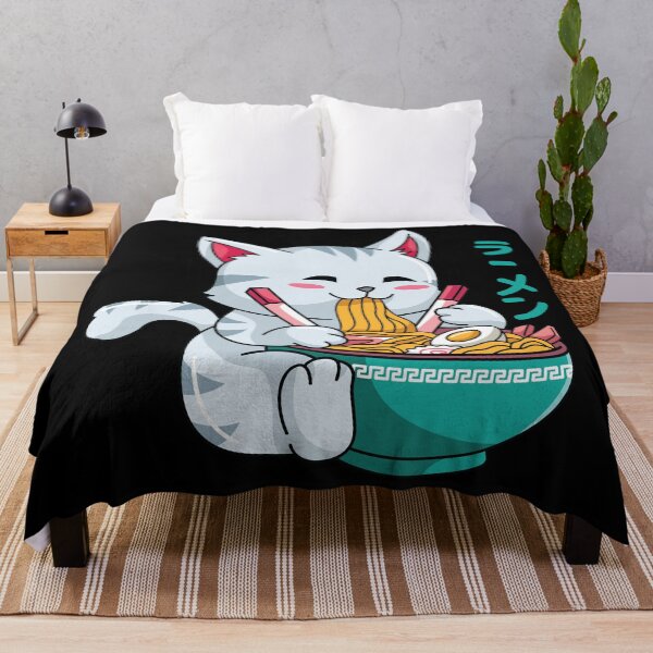 Item preview, Kawaii Cat Eating Ramen Noodles designed and sold by spacedowl.