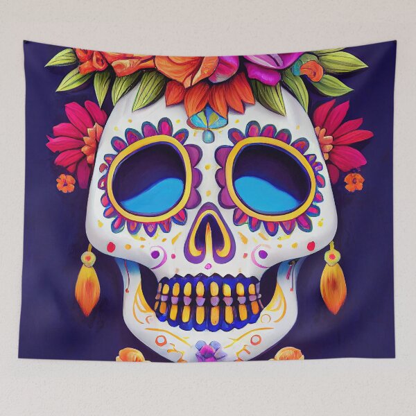 Item preview, Beautiful colorful design of a Dia de Los Muertos skull designed and sold by artofbelletz.