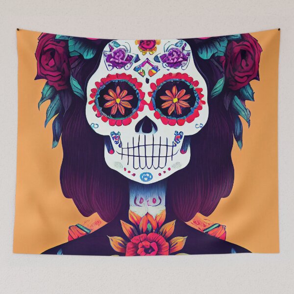 Item preview, Beautiful colorful design of a Dia de Los Muertos skull designed and sold by artofbelletz.