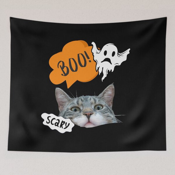 Item preview, Boo.. A kitty trying to be scary!! A humorous design for Halloween designed and sold by Wonder & Whimsy.