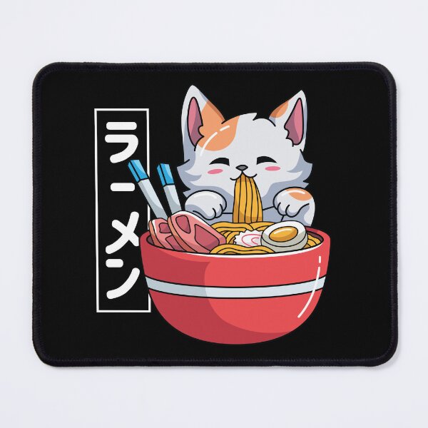 Item preview, Kawaii Neko Eating Ramen Noodles designed and sold by spacedowl.