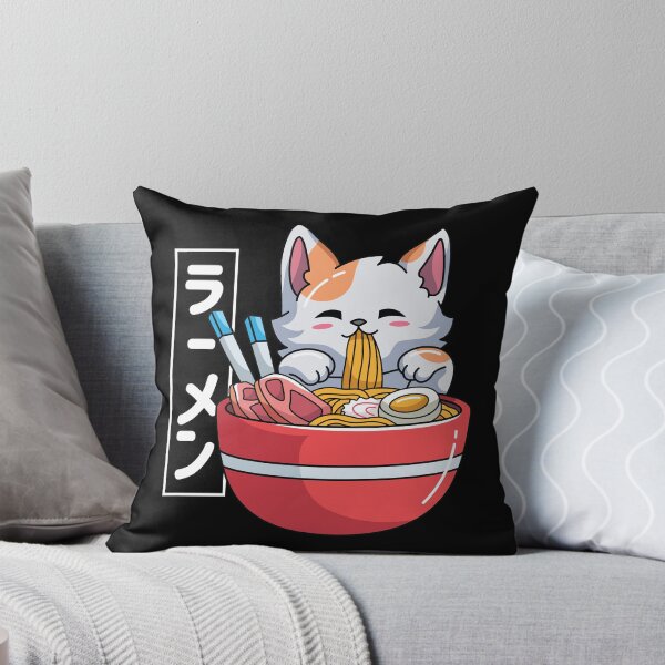 Item preview, Kawaii Neko Eating Ramen Noodles designed and sold by spacedowl.