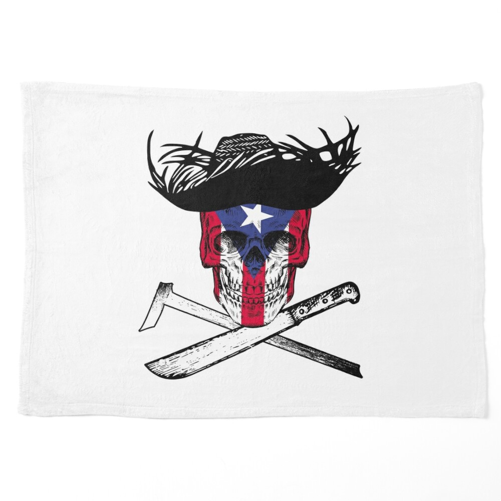 Jíbaro Boricua Skull Puerto Rico Flag