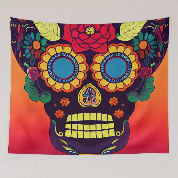 Item preview, Beautiful colorful design of a Dia de Los Muertos skull designed and sold by artofbelletz.