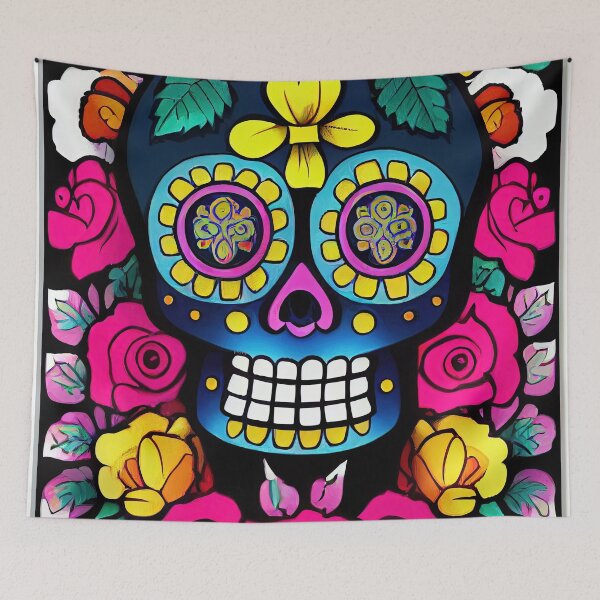 Item preview, Beautiful colorful design of a Dia de Los Muertos skull designed and sold by artofbelletz.