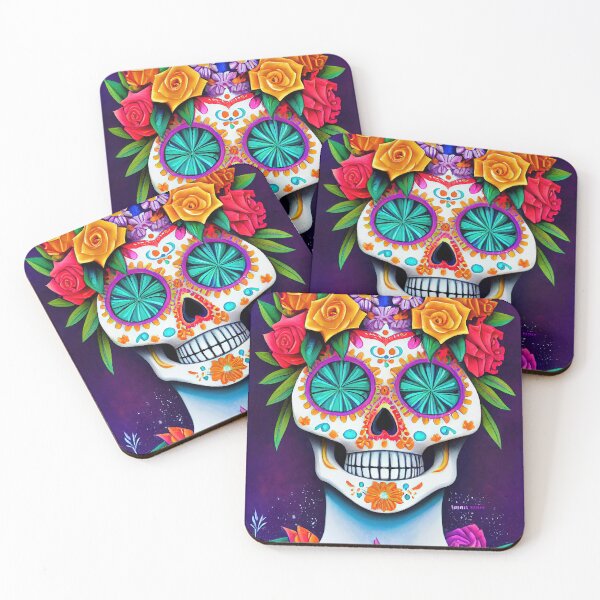 Item preview, Beautiful colorful design of a Dia de Los Muertos skull designed and sold by artofbelletz.