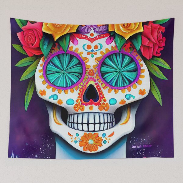 Item preview, Beautiful colorful design of a Dia de Los Muertos skull designed and sold by artofbelletz.
