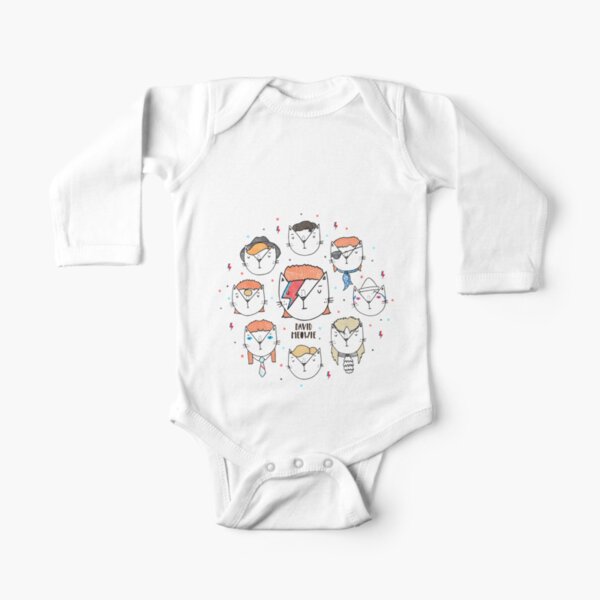The 9 Lives of David Meowie Long Sleeve Baby One-Piece