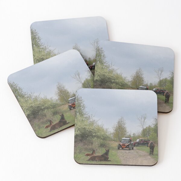 Item preview, Wheelers driving slowly by wild horses designed and sold by Katherine Rose.