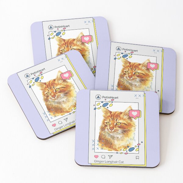 Item preview, Ginger Longhair Cat Breed Watercolor Item-19 By PetinHeart designed and sold by PetinHeart.
