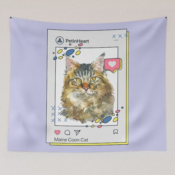 Item preview, Maine Coon Cat Breed Watercolor Item-27 By PetinHeart designed and sold by PetinHeart.