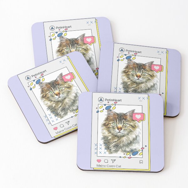 Item preview, Maine Coon Cat Breed Watercolor Item-28 By PetinHeart designed and sold by PetinHeart.