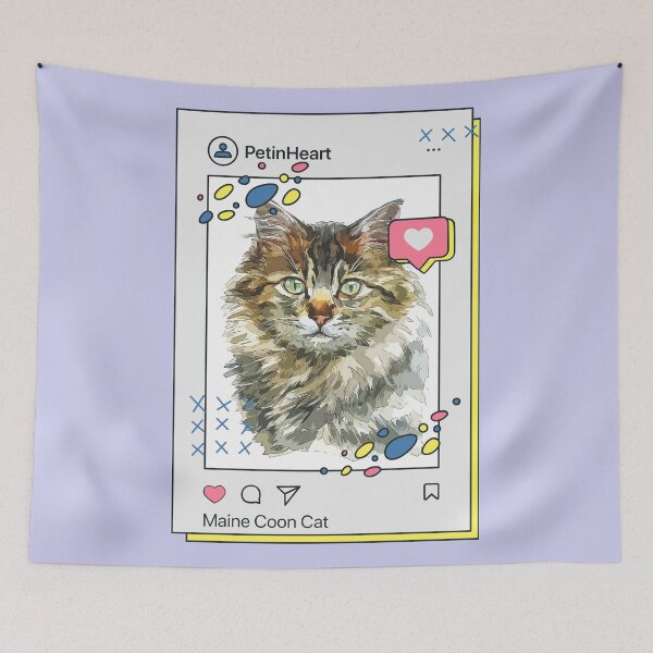 Item preview, Maine Coon Cat Breed Watercolor Item-28 By PetinHeart designed and sold by PetinHeart.