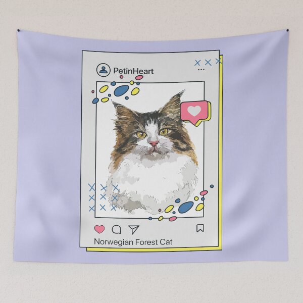 Item preview, Norwegian Forest Cat Breed Watercolor Item-29 By PetinHeart designed and sold by PetinHeart.