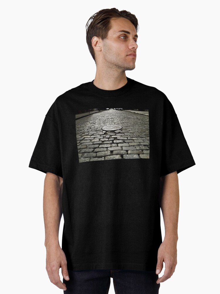 Thumbnail 2 of 7, Oversized T-Shirt, Soho Cobblestone Black and White NYC Art designed and sold by OneDayArt.