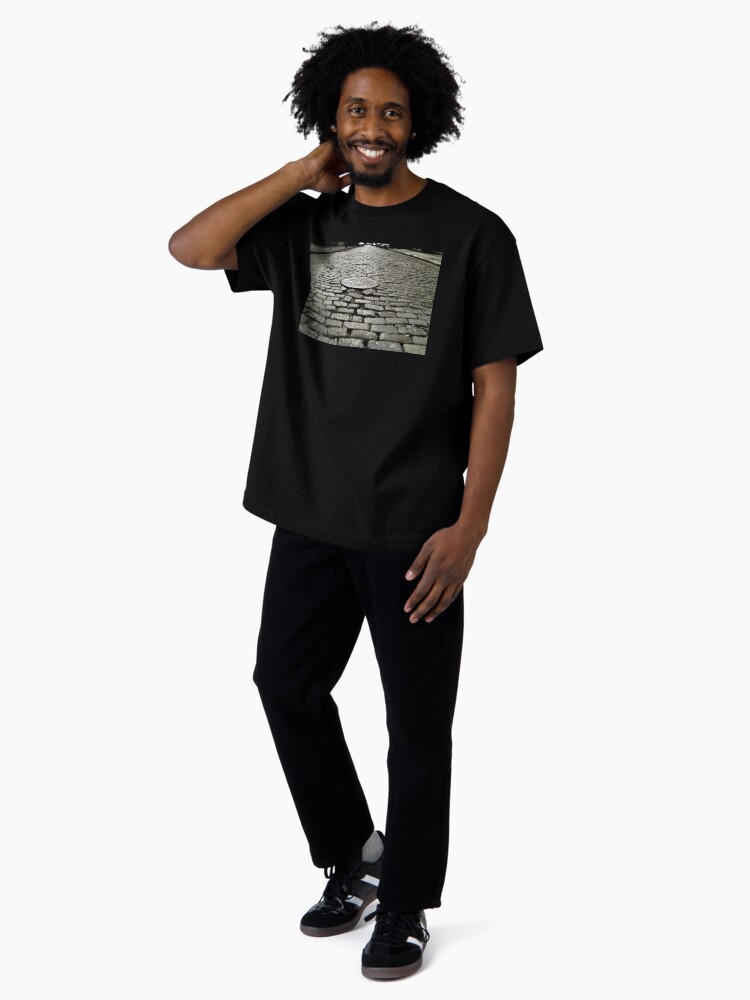 Thumbnail 4 of 7, Oversized T-Shirt, Soho Cobblestone Black and White NYC Art designed and sold by OneDayArt.