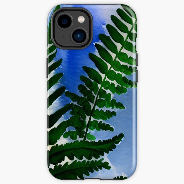 Fern on a blue background iPhone Tough Case