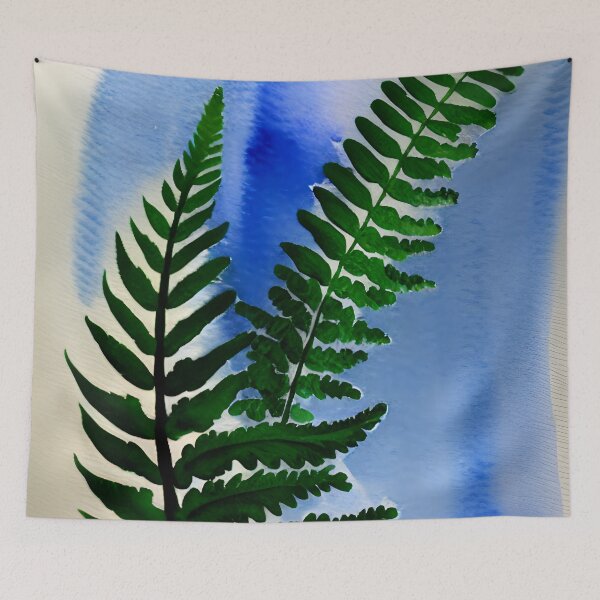Item preview, Fern on a blue background designed and sold by skillunused.