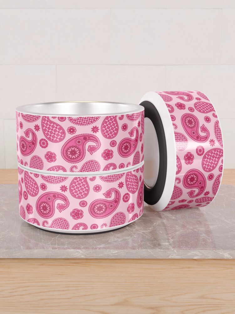 Alternate view of Paisley Pattern, Pastel Coral Pink and Fuchsia Pet Bowl
