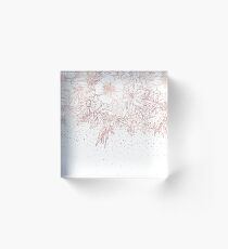 Rose gold hand drawn floral doodles and confetti design Acrylic Block