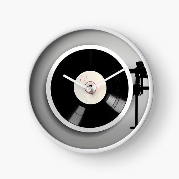 Grey Turntable with Red Splatter Clock