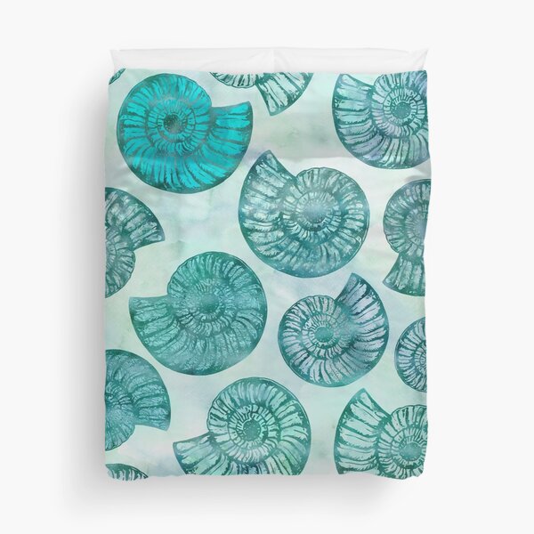Shimmering Underwater Shell Scenery in turquoise, aqua and teal Duvet Cover