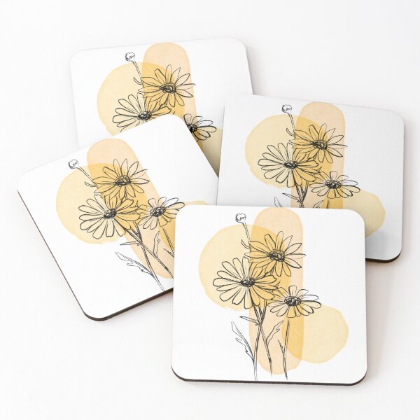 Item preview, Minimalist Daisy - Botanical Drawing with Yellow Shapes designed and sold by rachelhirst.