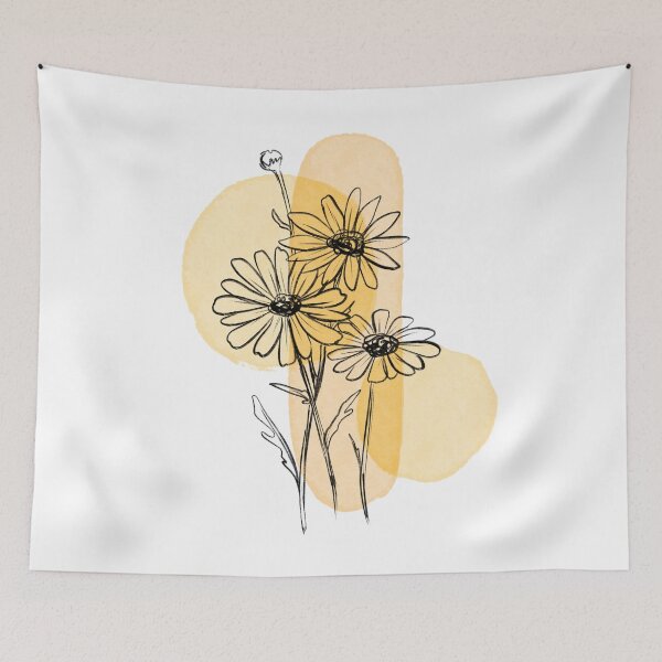 Item preview, Minimalist Daisy - Botanical Drawing with Yellow Shapes designed and sold by rachelhirst.