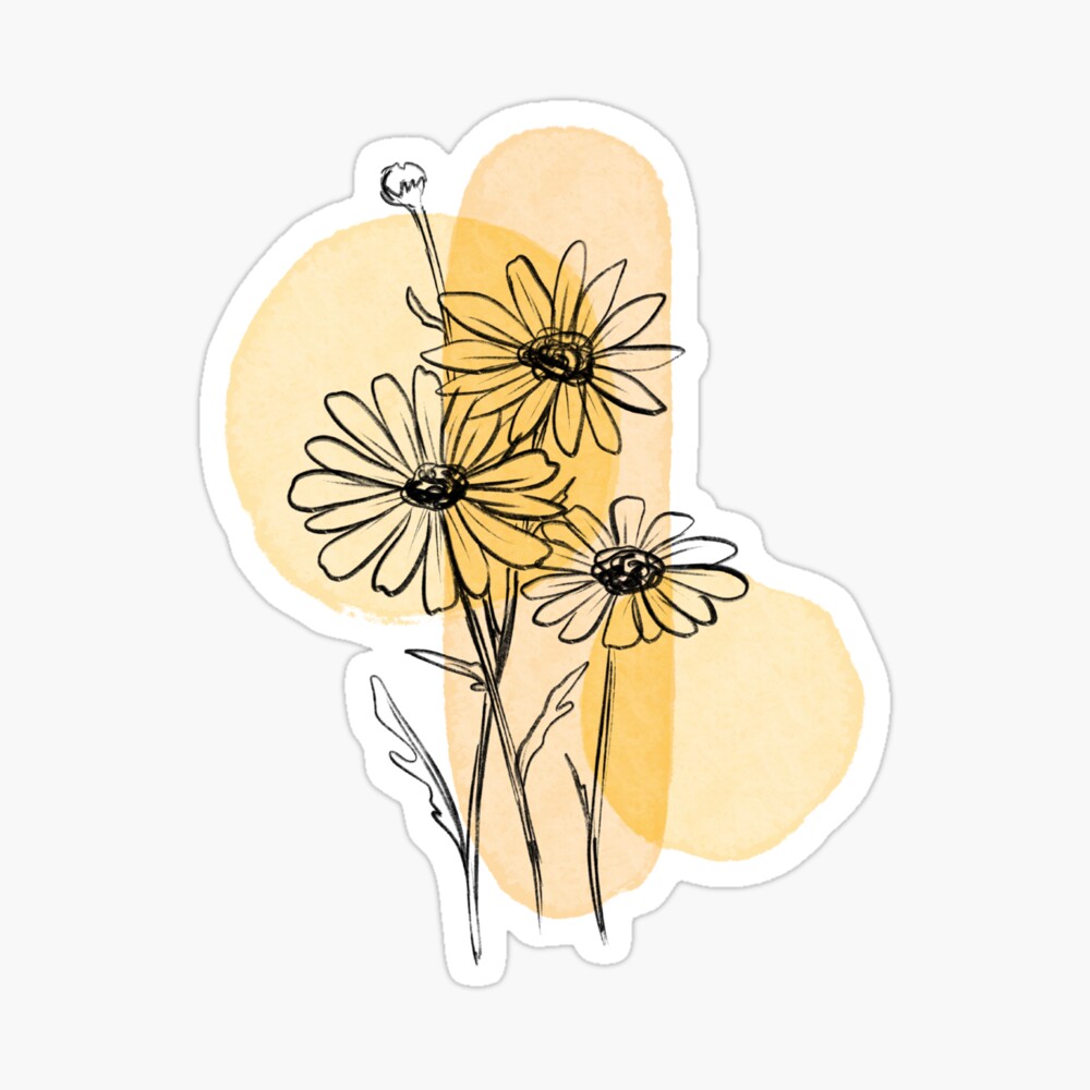 Sunflower Drawing Cute Flower Gardening' Sticker | Spreadshirt