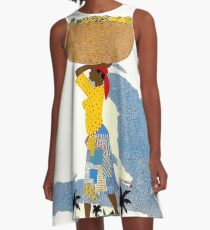 "HAITI" Vintage Travel Advertising Print A-Line Dress